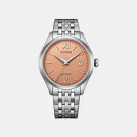 Citizen Orange Round Dial Analog Men's Watch NJ0240-55X, dial front view