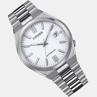 Citizen White Round Dial Analog Men's Watch NJ0150-81A, angled case view