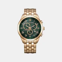Citizen Green Round Dial Chronograph Men's Watch AT2603-59X, dial front view