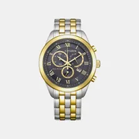 Citizen Stylish Grey Round Dial Chronograph Men's Watch AT2604-56H, dial front view