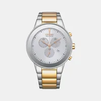 Citizen White Round Dial Chronograph Men's Watch AT2244-84A, dial front view