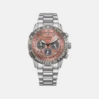 Citizen Peach Round Dial Chronograph Men's Watch CA4664-60X, dial front view
