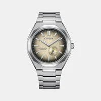 Citizen Champagne Round Dial Analog Men's Watch NK5020-58P, dial front view