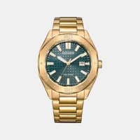 Citizen Green Round Dial Analog Men's Watch BM7633-81X, dial front view