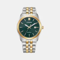 Citizen Green Round Dial Analog Men's Watch BM7339-89X, dial front view