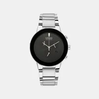 Citizen Black Round Dial Chronograph Men's Watch AT2240-51E, dial front view