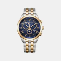 Citizen Textured Dark Blue Round Dial Chronograph Men's Watch AT2606-51L, dial front view
