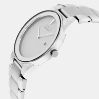 Citizen Stainless Steel Case And Bracelet With A White Round Dial Analog Men's Watch AU1060-51A, angled case view