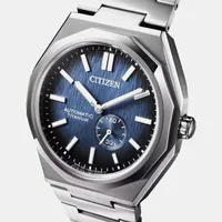 Citizen Blue Round Dial Analog Men's Watch NK5020-58M, angled case view