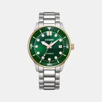 Citizen Bold Green Round Dial Analog Men's Watch NJ0196-80X, dial front view