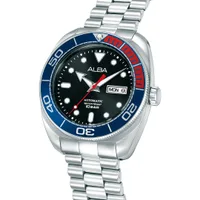 ALBA Blue & Red Diver Bezel Automatic Men's Sports Watch AL4819X1, side view
