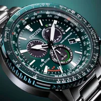 Citizen Green Round Dial Chronograph Men's Watch CB5004-59W, gallery detail view