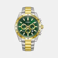 Citizen Green Round Dial Chronograph Men's Watch AN8234-58X, dial front view